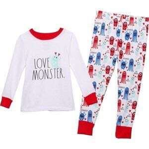 NWT Rae Dunn 2T TODDLER LOVE MONSTER Snug Fit Pajamas